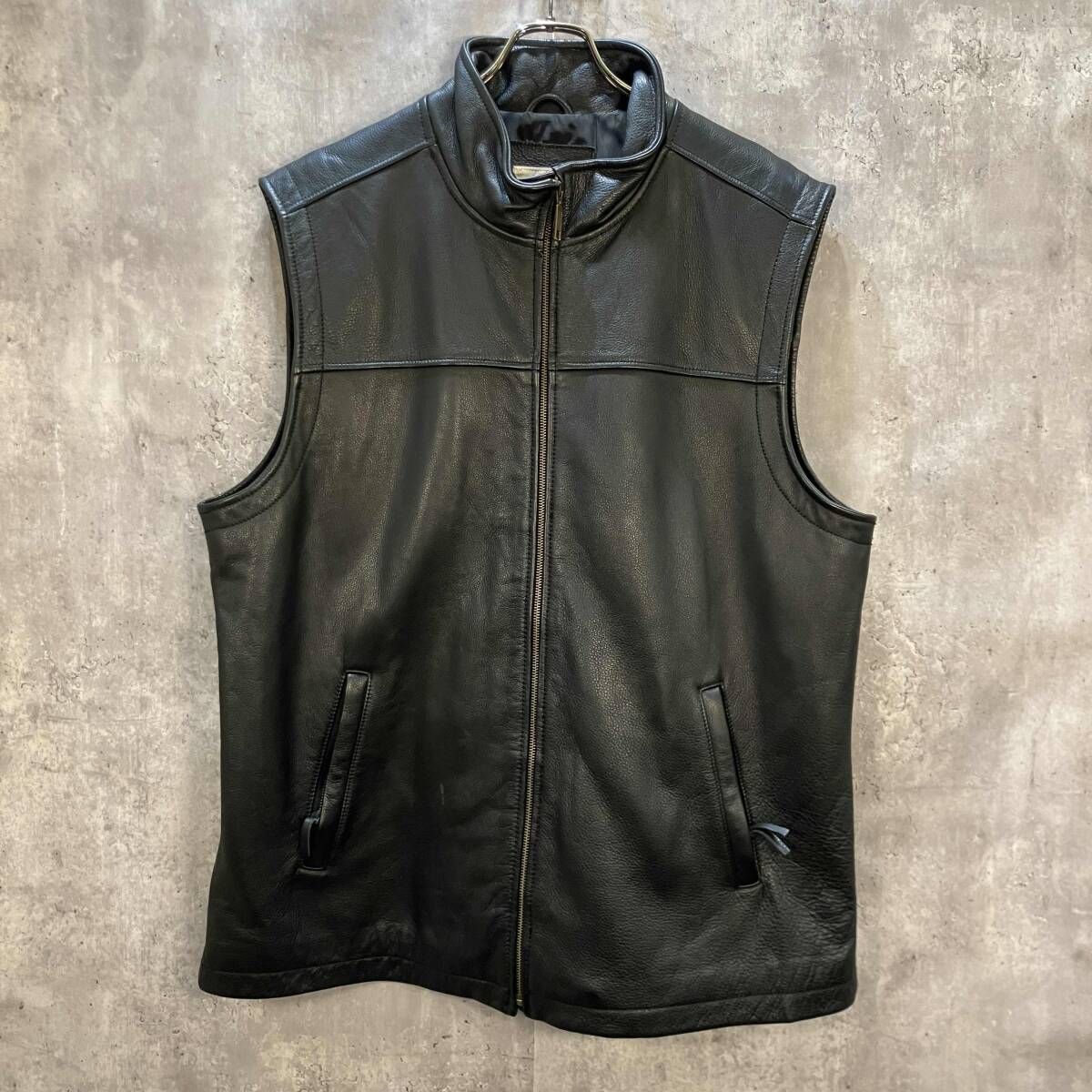 TERRITORY AHEAD Leather vest Black sizeXL 116309 レザーベスト テリトリーアヘッド