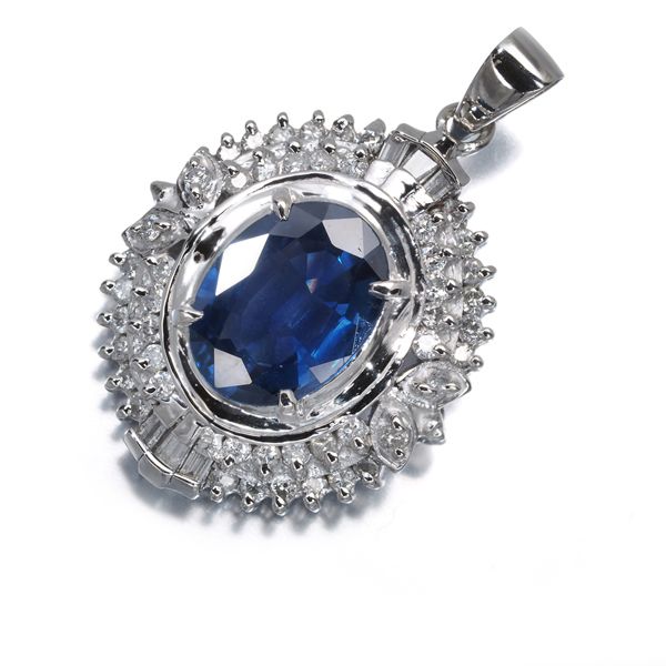 サファイア 1.65ct ダイヤ ダイヤモンド 0.33ct ペンダントトップ Pt900 ソーティング #195723