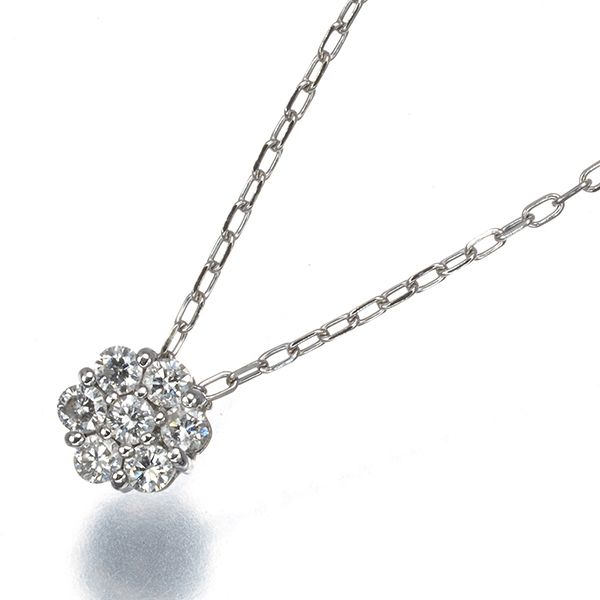 ダイヤ ダイヤモンド 0.20ct フラワー ネックレス K10WG #196380