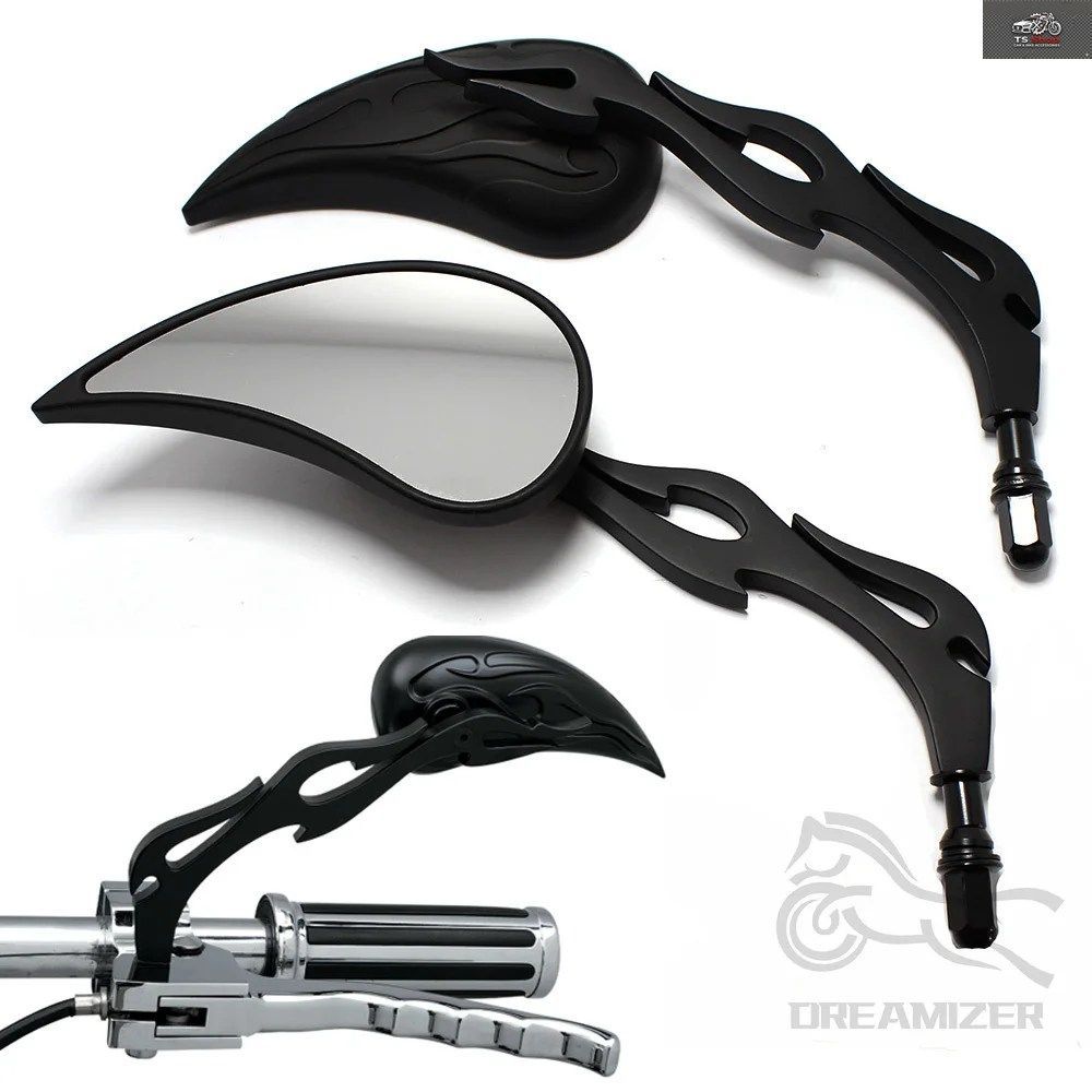 M8 MOTORCYCLE TEARDROP SIDE MIRRORS HARLEY TOURING SPORTSTER ROAD KING CRUISER CHOPPERS REAR VIEW MIRRORS