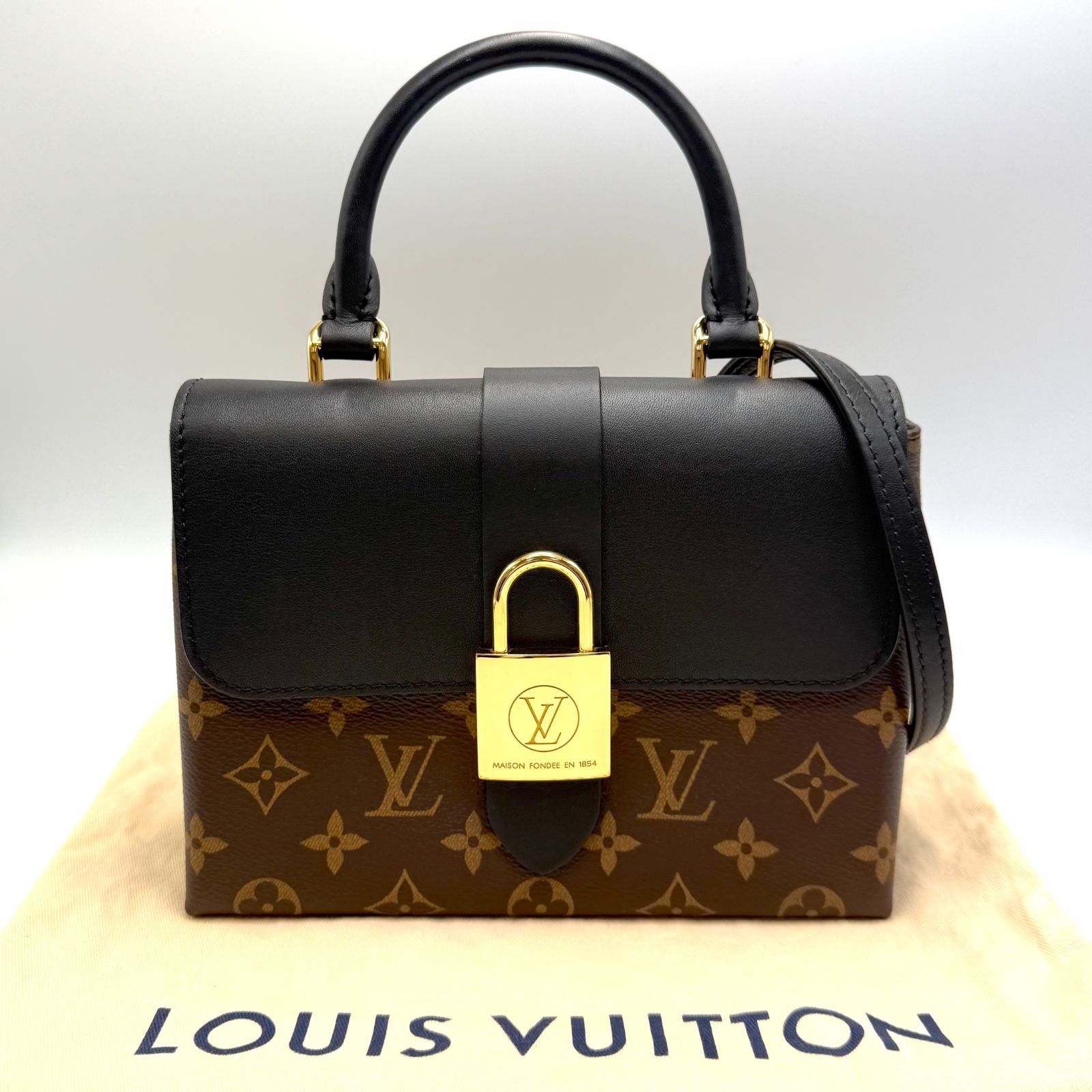 【高級感と可愛らしさ/美品】LOUIS VUITTON ルイヴィトン モノグラム ロッキーBB M44141 2WAYバッグ ノワール ハンドバッグ ショルダーバッグ 斜め掛け レディースバッグ ヴィトンバッグ 当店基準真贋確認済