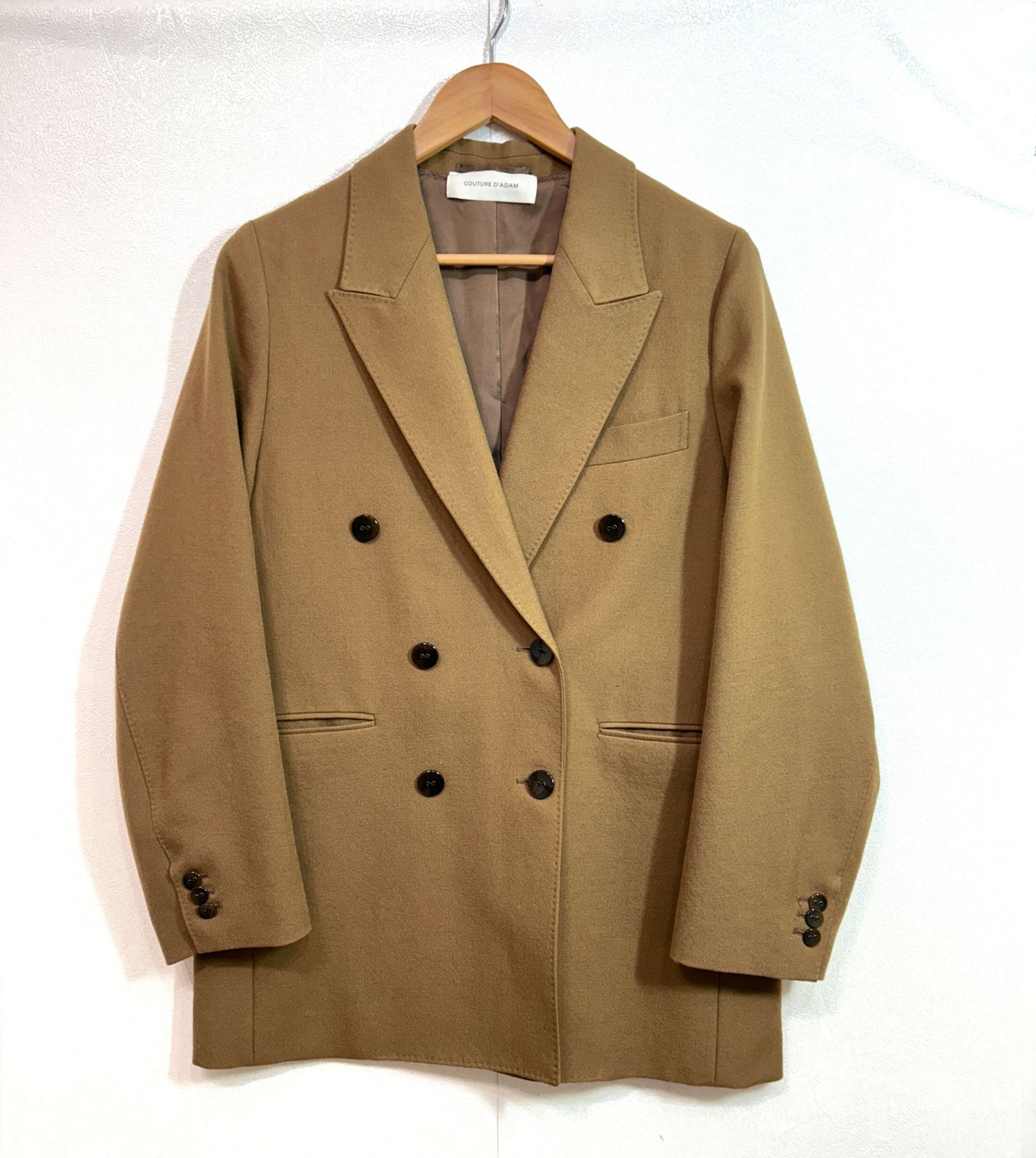 COUTURE D'ADAM (38) クチュールドアダム ダブルブレストジャケット ジャケット ブラウン ウール100 キュプラ100 K6-174