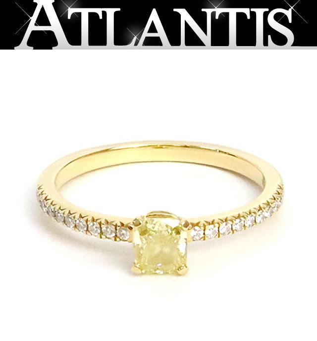 【広尾店】 美品 ティファニー TIFFANY＆Co. ノヴォ プリンセスカット エンゲージメントリング イエローダイヤ D0.52ct K18YG FANCY YELLOW-VVS1 13.5号 約2.39g 鑑別書付き 【19392】