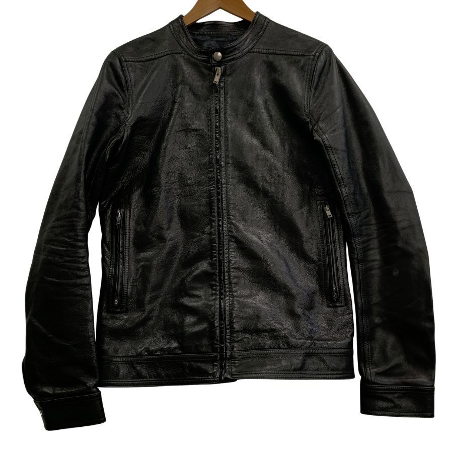 Rick Owens 23 黒 レザー シングルライダースジャケット リックオウエンス レザージャケット シングルライダース 本革 【AFG1