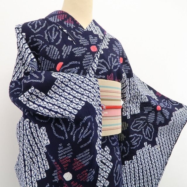 新品・浴衣】有松鳴海絞り 夏着物 綿 仕付け糸付 tomihisa“涼やかに
