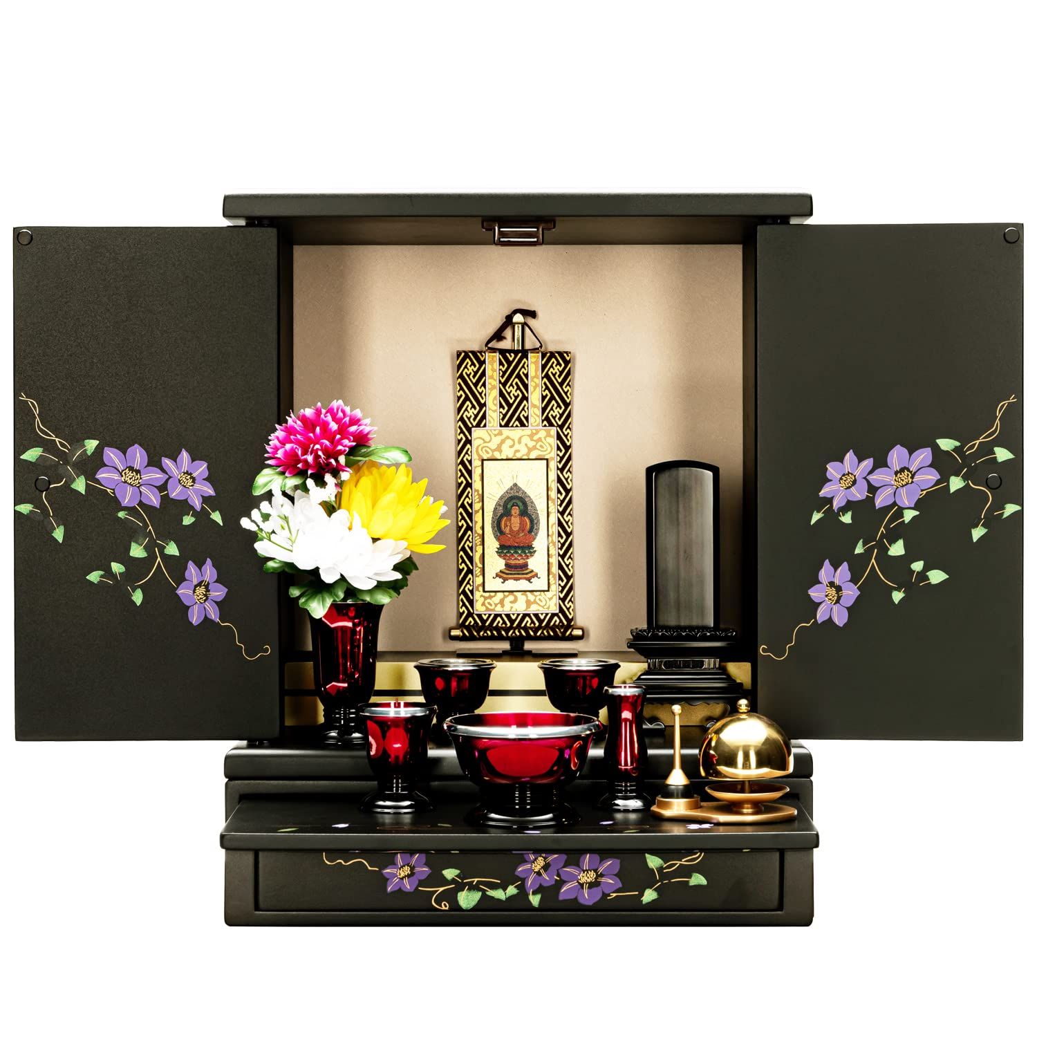 【新品】仏壇 ミニ モダン 【専用仏壇台セット】 幅35.5cm 奥行23.5cm 高さ35.5cm おしゃれ コンパクト 北欧風 家具調 高級 ミニ仏壇 小型仏壇 モダン仏壇 洋室 リビング インテリア 新鉄仙 14号 仏壇専用台付き