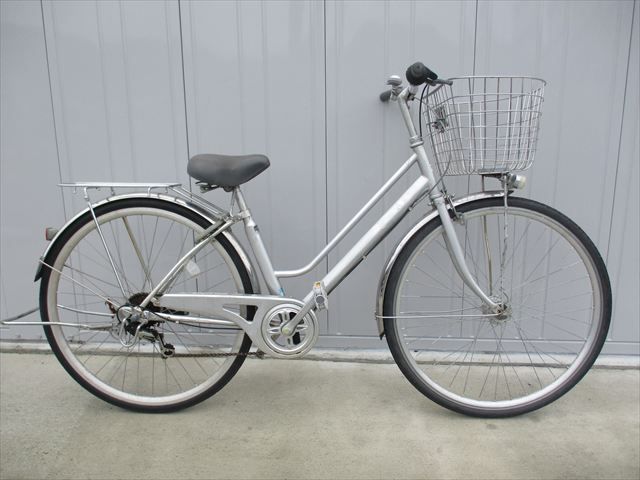 F229★整備済み★完成車発送★中古シティ自転車【27インチ 軽快車 シルバー ノーパンク 】