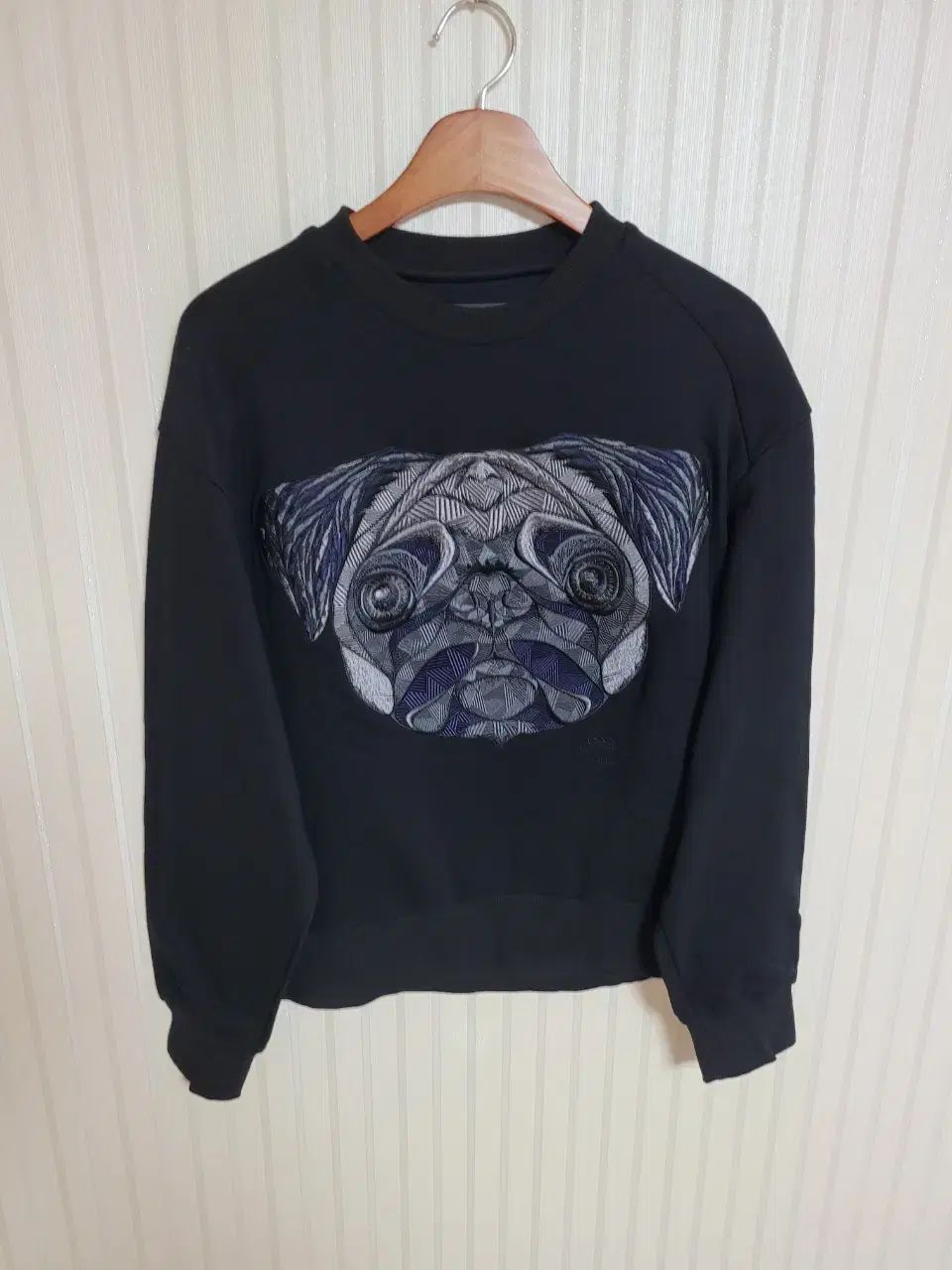 46 Juun.J ジュンジェイ ブラック ファーグ 刺繍 スウェット 726062