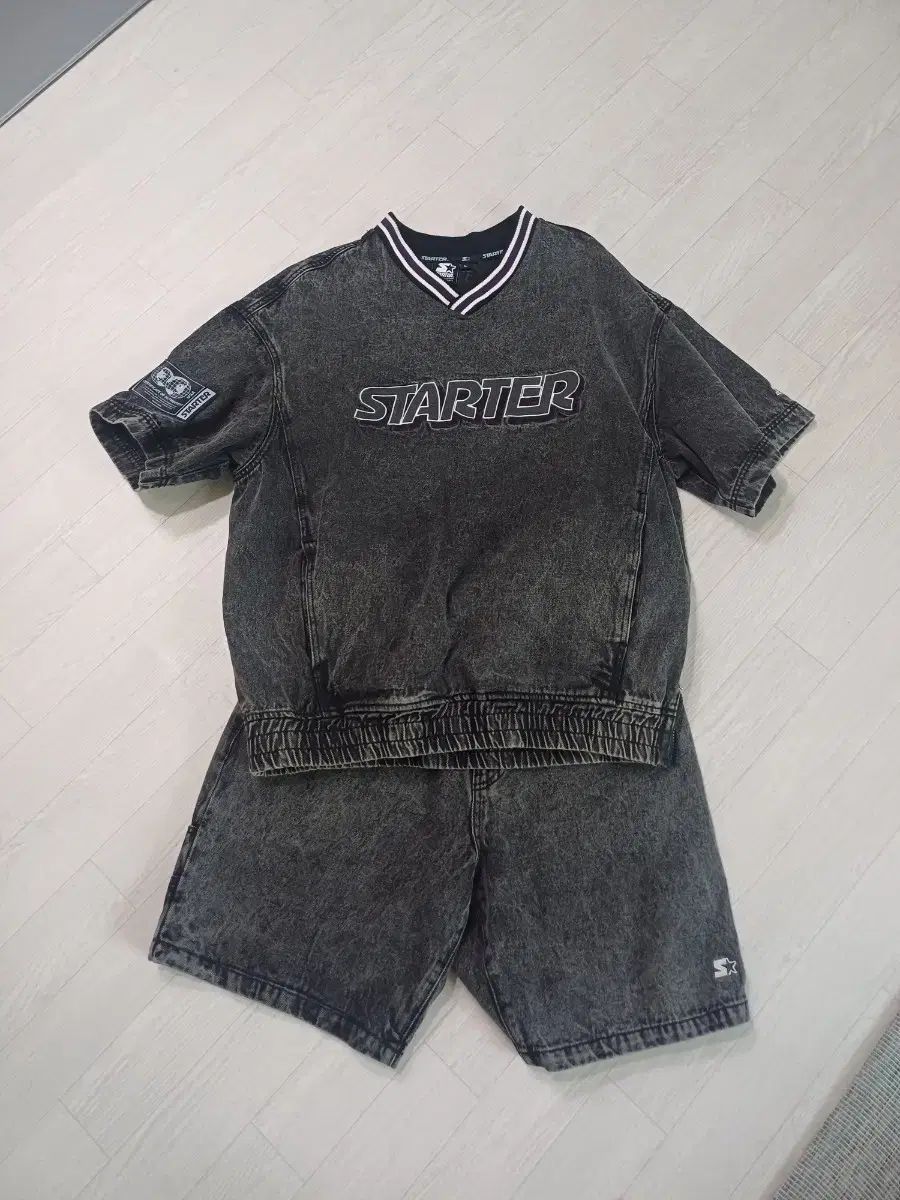 STARTER ウォッシュ スポーツ 半袖 デニム セットアップ L サイズ