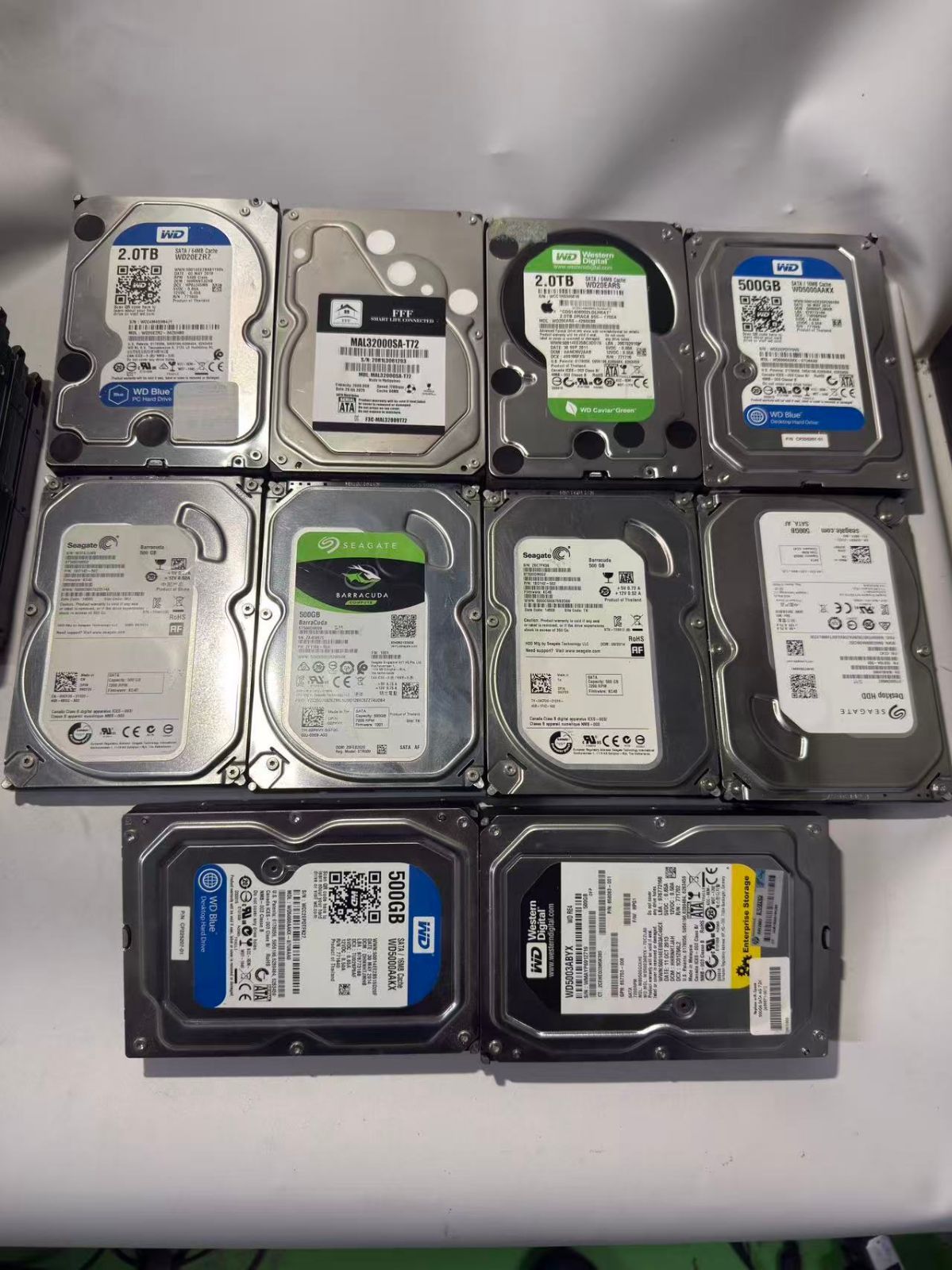 HDD10点まとめ 2TB 3点と500GB 7点 確認済