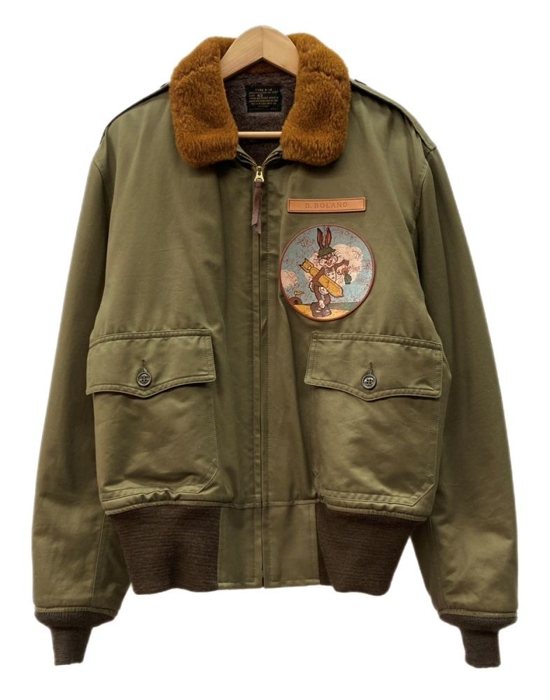 トイズマッコイ TOYS McCOY Type B-10 Flight Jacket THE BODY フライト ジャケット ジップアップ 襟ボア ピンナップガール 空軍 アウター 緑 サイズ42 ジャケット プリント カーキ 104MT-3366