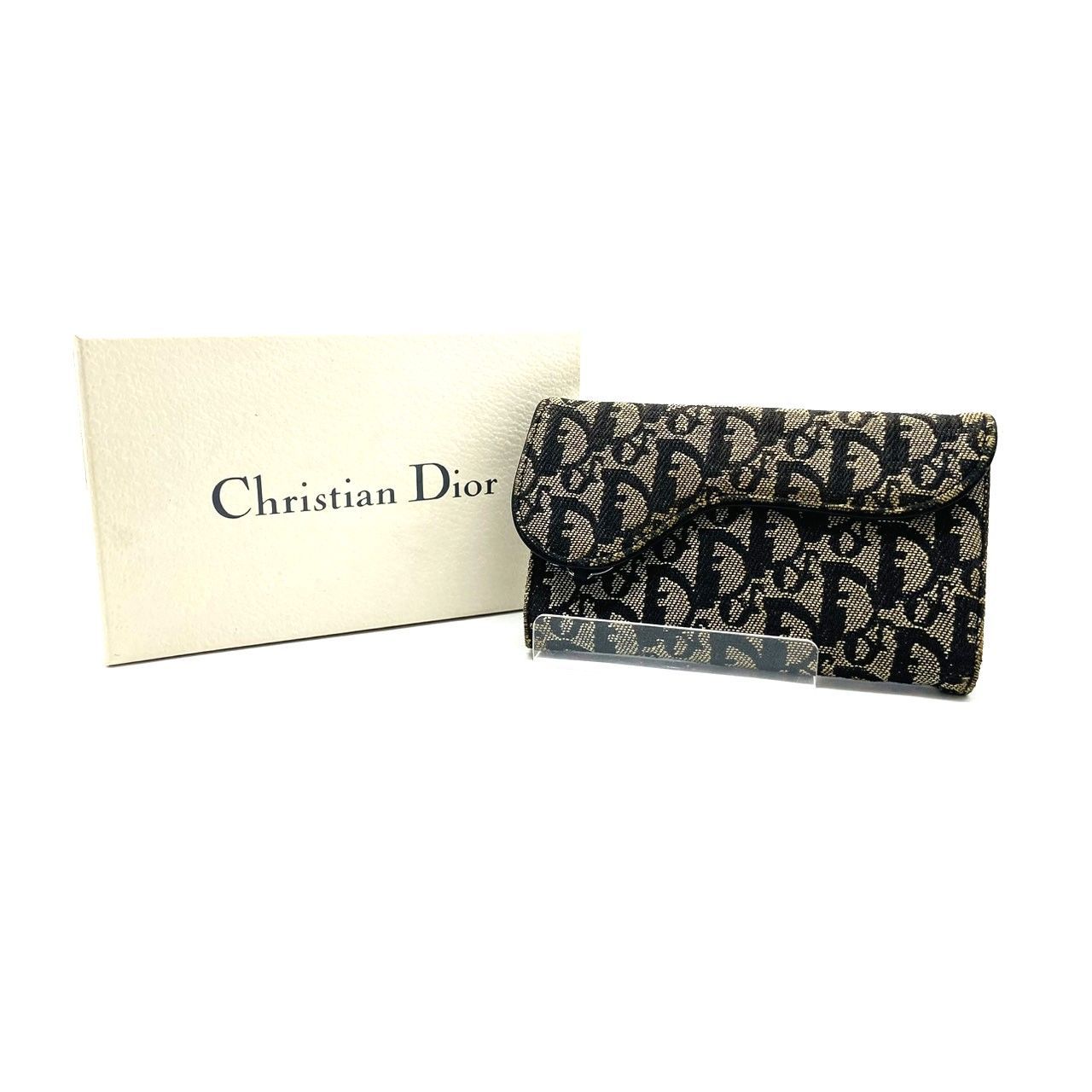★ChristianDior クリスチャンディオール サドル 長財布 SLO43032 ブラック系 箱付き 中古★008176