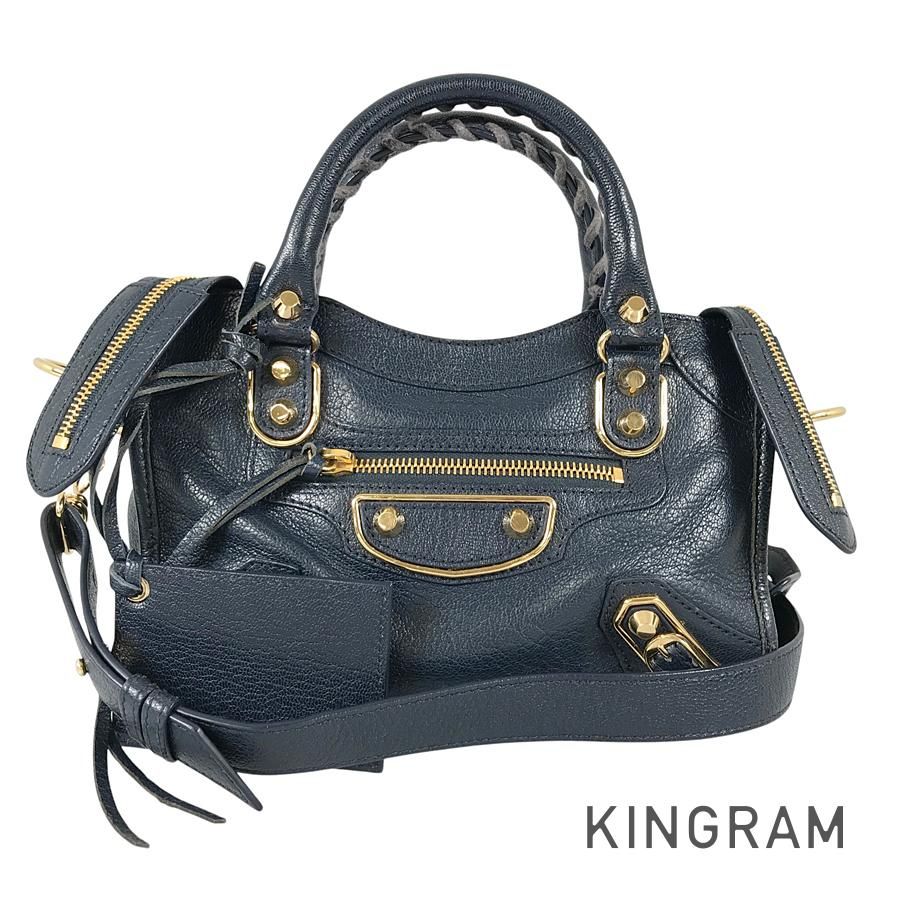 バレンシアガ BALENCIAGA クラシック メタリック エッジ ミニ シティ 390160 レザー ハンドバッグ sst【中古】