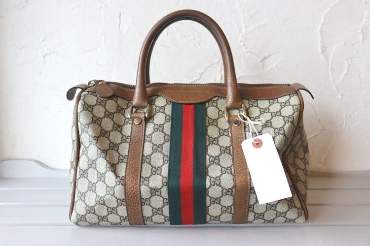 GUCCI オールドグッチ ミニボストンバッグ　シェリーライン　PVCレザー GGスプリーム ハンドバッグ ヴィンテージ