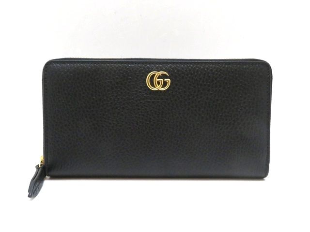 GUCCI グッチ ダブルG ジップアラウンドウォレット ブラック レザー 456117【中古】430