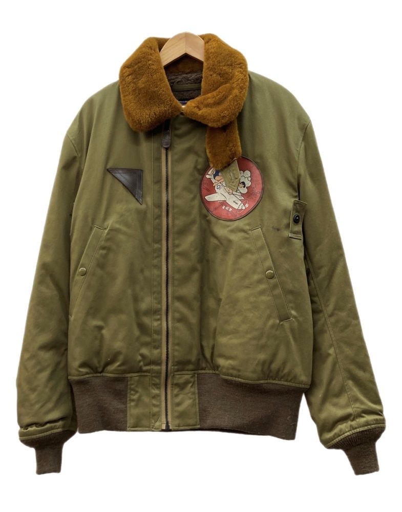 トイズマッコイ TOYS McCOY Type B-15A Flight Jacket TANK BUSTERS フライト ジャケット ジップアップ 襟ボア マリリンモンロー 空軍 アウター 緑 サイズ44 ジャケット プリント カーキ 104MT-3367