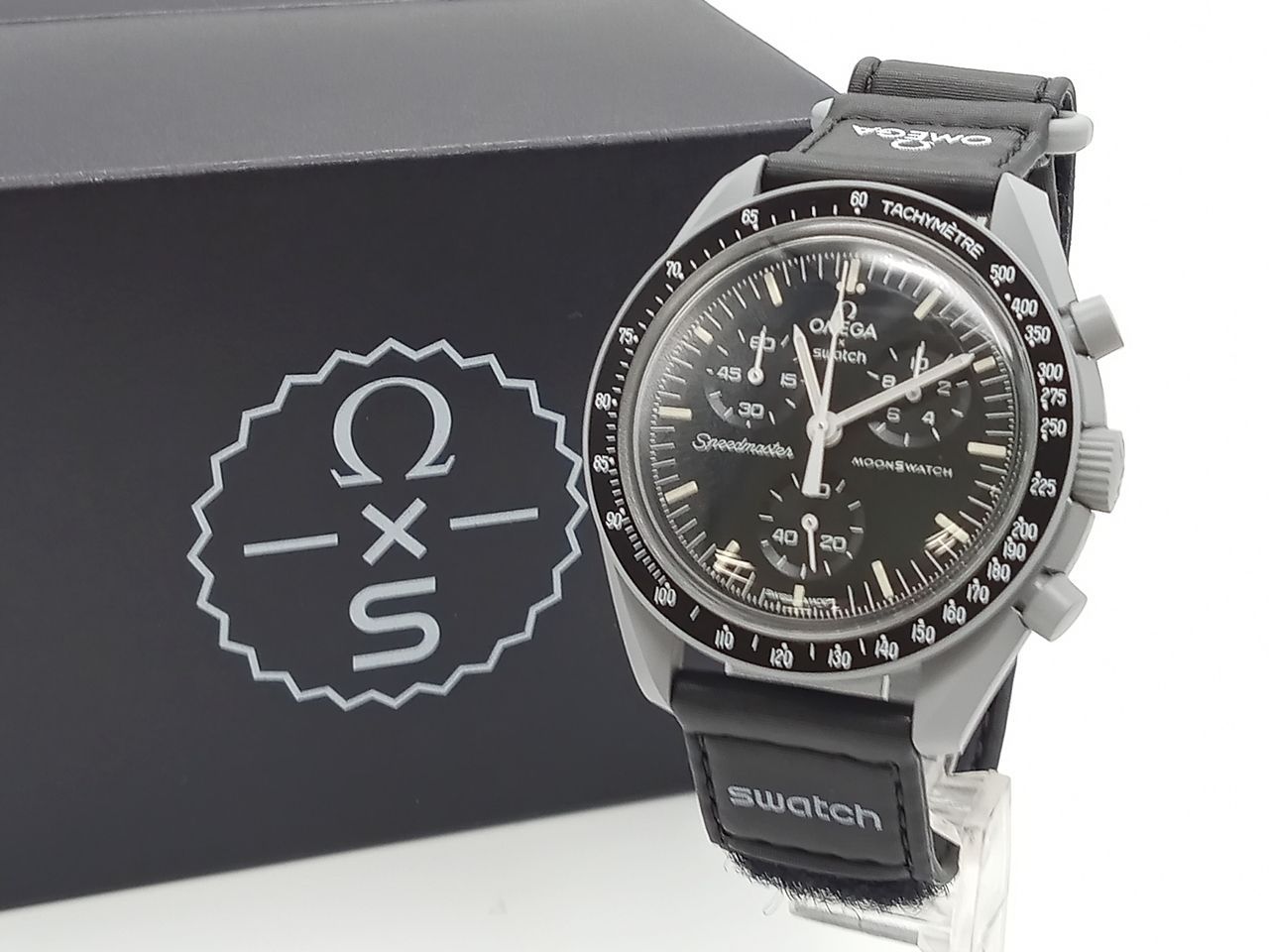OMEGA×Swatch オメガ/スウォッチ Mission to the Moon S033M100 腕時計 ブラック/グレー 動作確認済み 美品 中古 [M-7635]