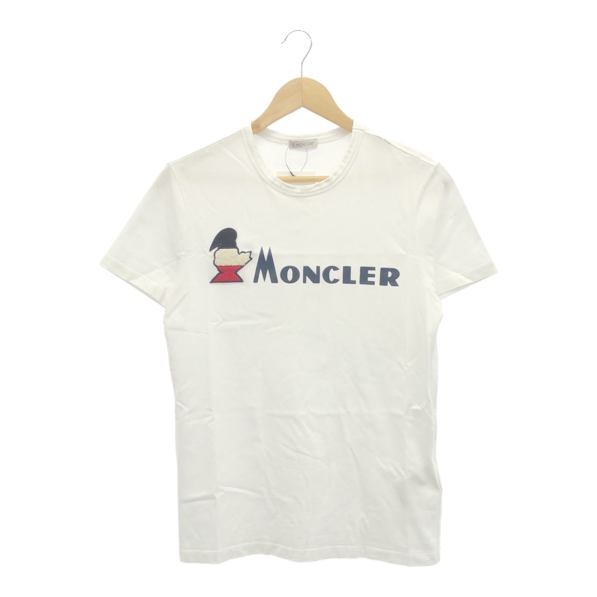 MONCLER　モンクレール　E10918041850　8390T　MAGLIA　T-SHIRT　ロゴパッチ　ラバーロゴ　ロゴプリントTシャツ　Sサイズ　ホワイト