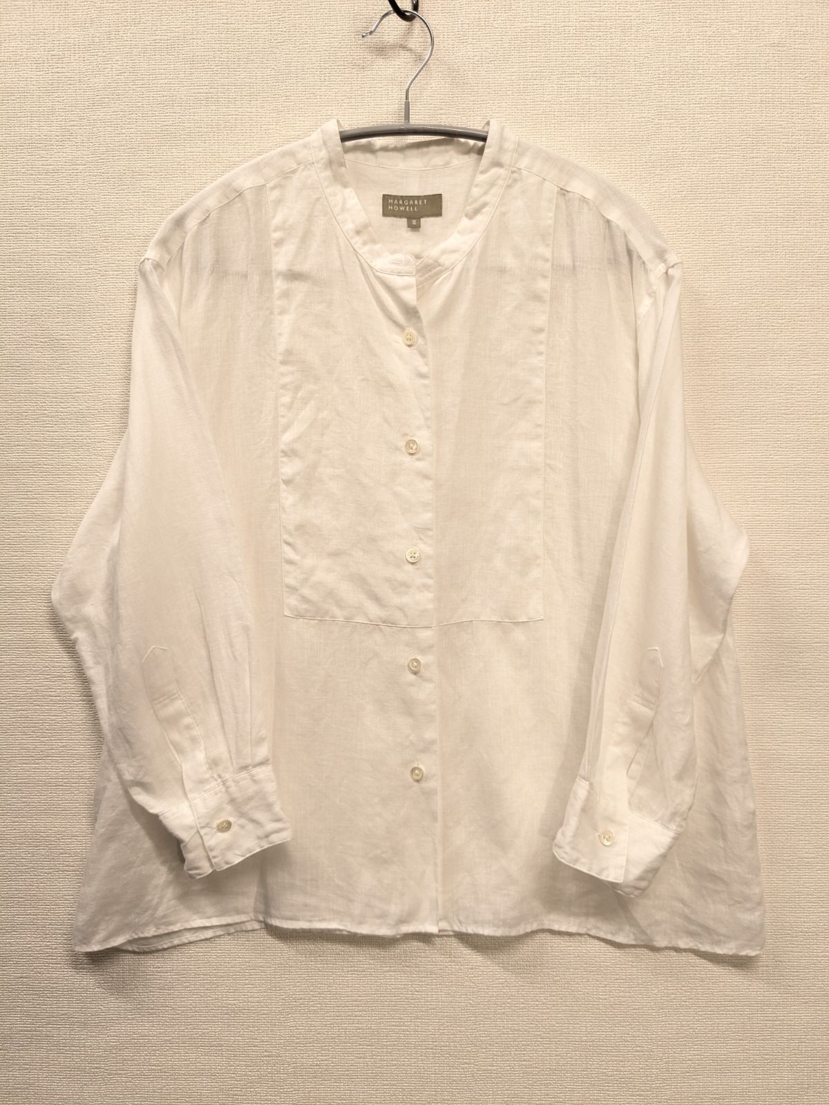 【美品】マーガレットハウエル　リネン　バンドカラーブラウス