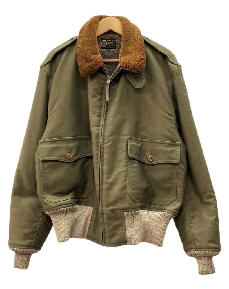 トイズマッコイ TOYS McCOY Type B-10 Flight Jacket WILD CHILDREN II フライト ジャケット ジップアップ ピンナップガール 襟ボア 空軍 アウター 緑 サイズ44 プリント カーキ 104MT-3369
