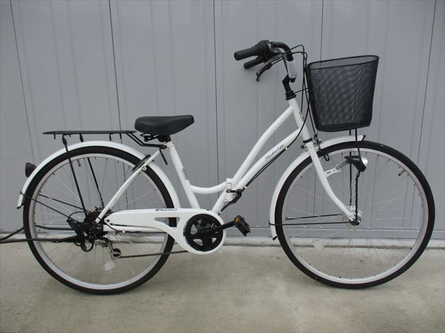 F235★整備済み★完成車発送★中古折りたたみ自転車【26インチ　白】