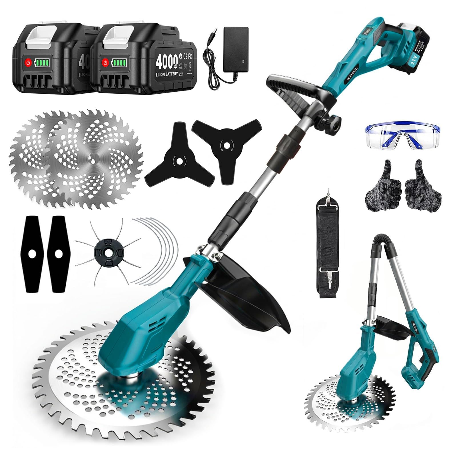 草刈り機 充電式 21v 強力ブラシレスモーター (刃幅250mm・2個4AhバッテリーLED残量表示付きPSE認証・伸縮120-140cm・角度調整可・1.8kg軽量充電式刈払機)低ノイズ 農業・住宅庭園DIY用芝刈り機 で芝生 枝切り 畑 133a73fc