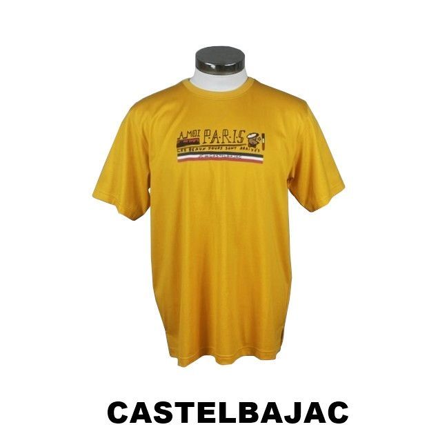 カステルバジャック　CASTELBAJAC　クマ柄バックプリント半袖Tシャツ　7216272171-2　マスタード