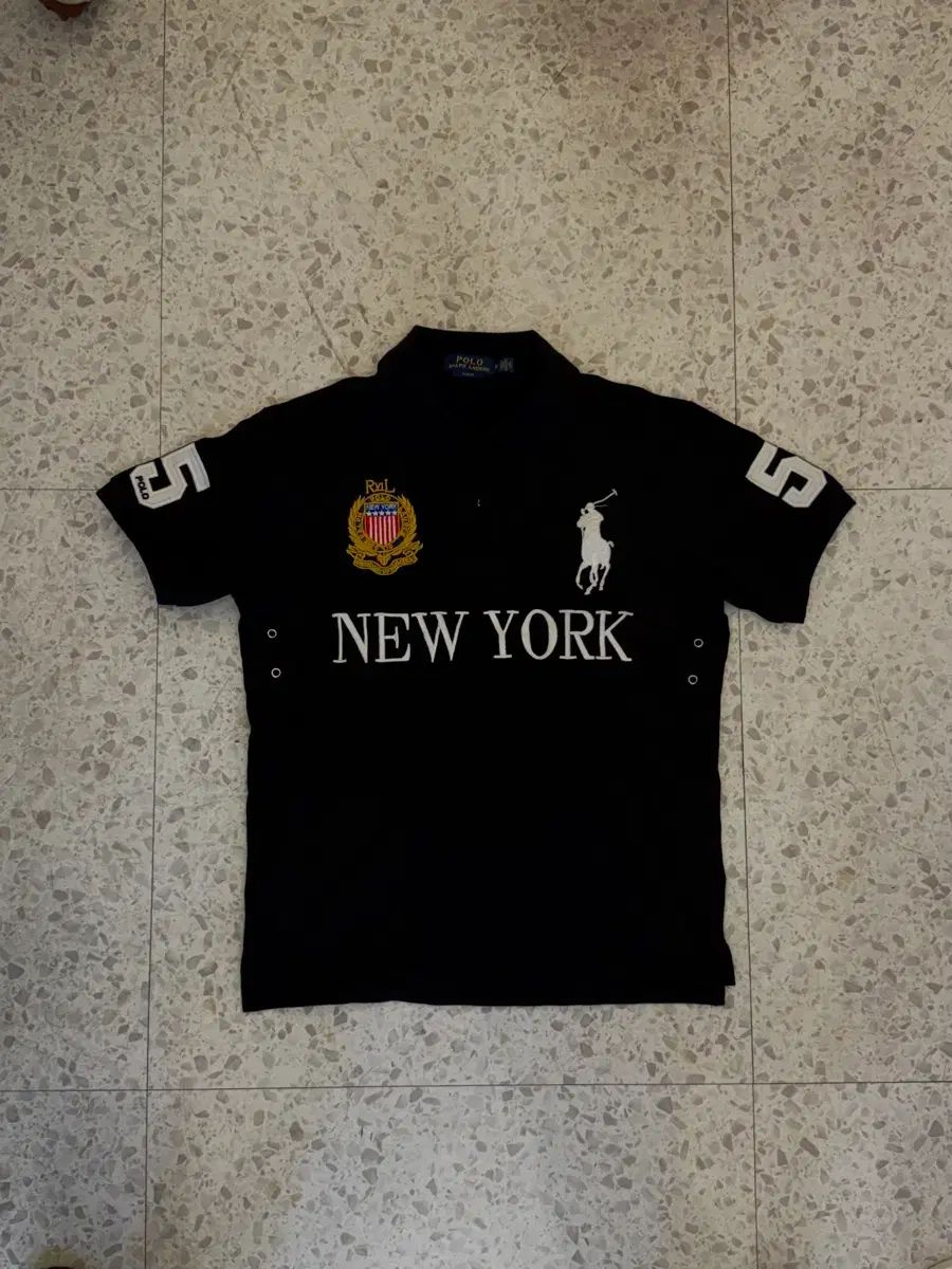 POLO RALPH LAUREN ポロラルフローレン チーフキーフ NEW YORK カラーTシャツ ブラック M