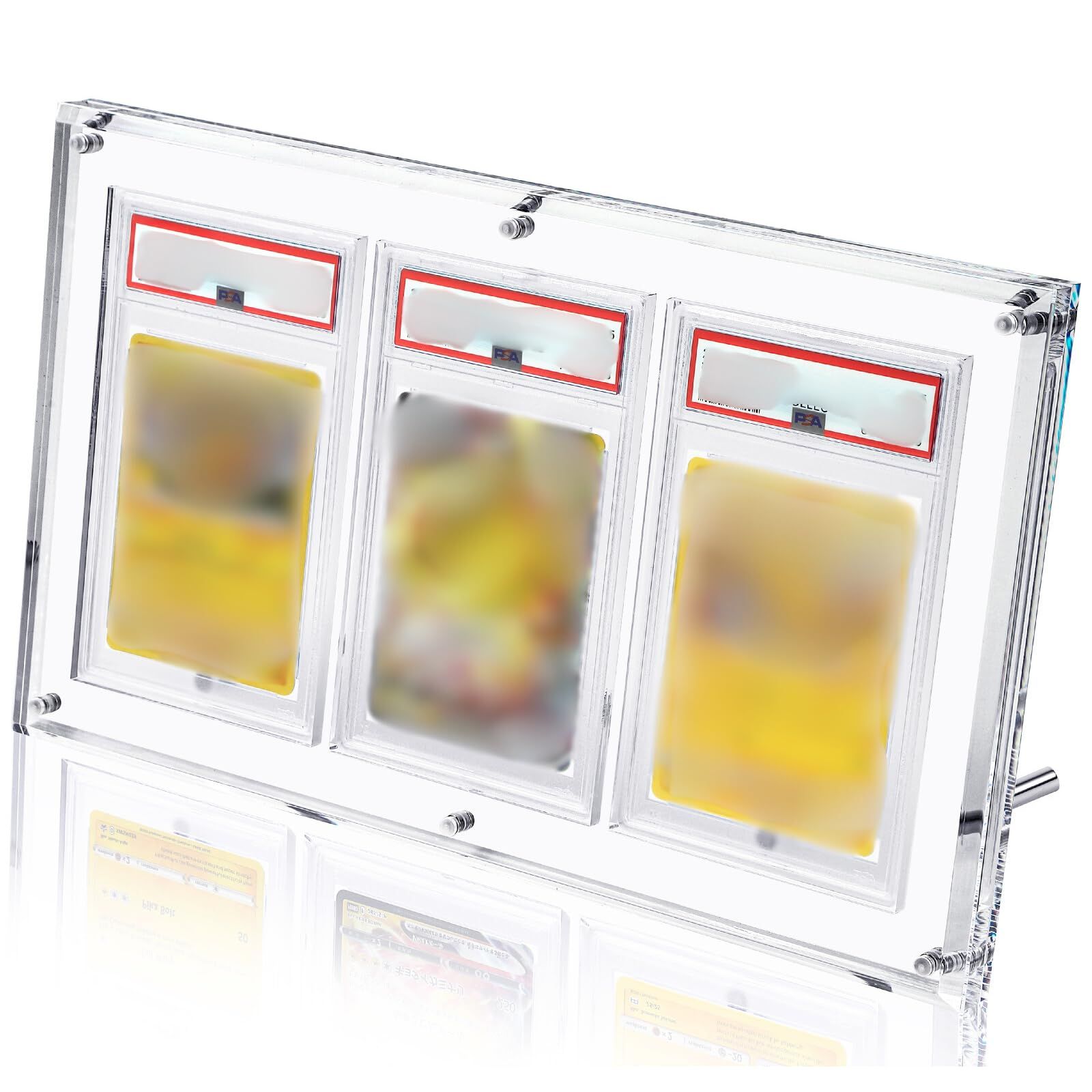 【UVカット率99.8%】アクリル本舗 PSA用 スクリューダウン 3連 マグネットローダー psa CGC 対応 ディスプレイ ケース スタンド 付き 鑑定 展示 保管 収納 厚さ1.8?の高級仕様 (PSA3枚用_クリア, マグネット式) 6abc36ef