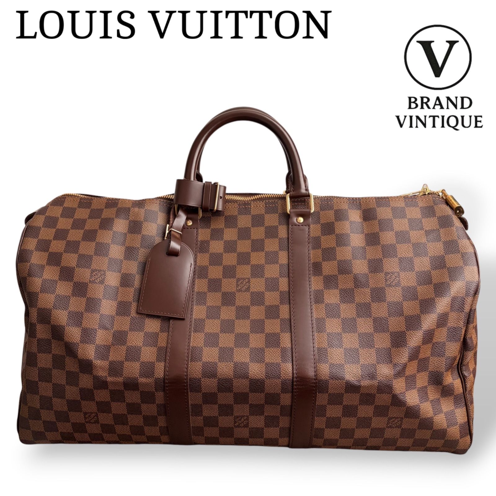 ルイヴィトン LOUIS VUITTON ダミエ キーポル50 N41427 ダミエ ボストンバッグ ハンドバッグ ブラウン レディース