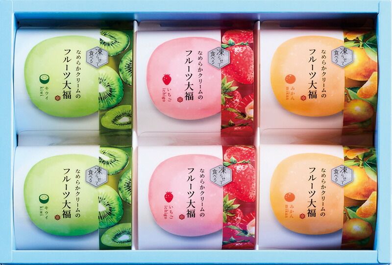 フルーツ大好きページ(ゆうゆうメルカリ) 夏の贈り物お中元 凍らせて食べるなめらかクリームのフルーツ大福 ひと