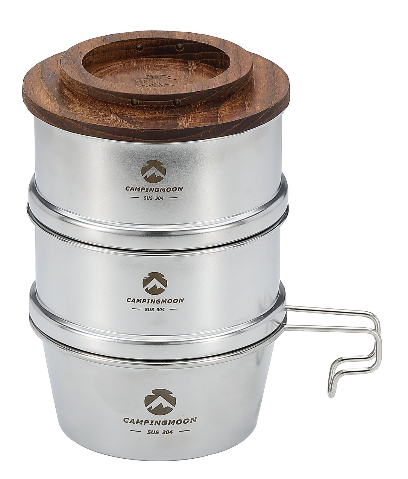 キャンピングムーン(CAMPING MOON) シェラカップ 用 蒸し器 せいろ ウッドコースター シェラせいろ セット 2段 ステンレス304 φ12cm用 S-360-362-2P-MGt 6f44d426