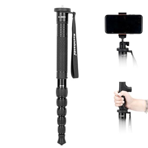 Koolehaoda カメラ一脚 160cm アルミ合金製ポータブル旅行写真一脚 電話ホルダーとトレッキングポールハンドル付き、Canon、Nikon、Sony、ビデオカメラ、SLR カメラに適しており、持ち運びが簡単です。t b7eaf130