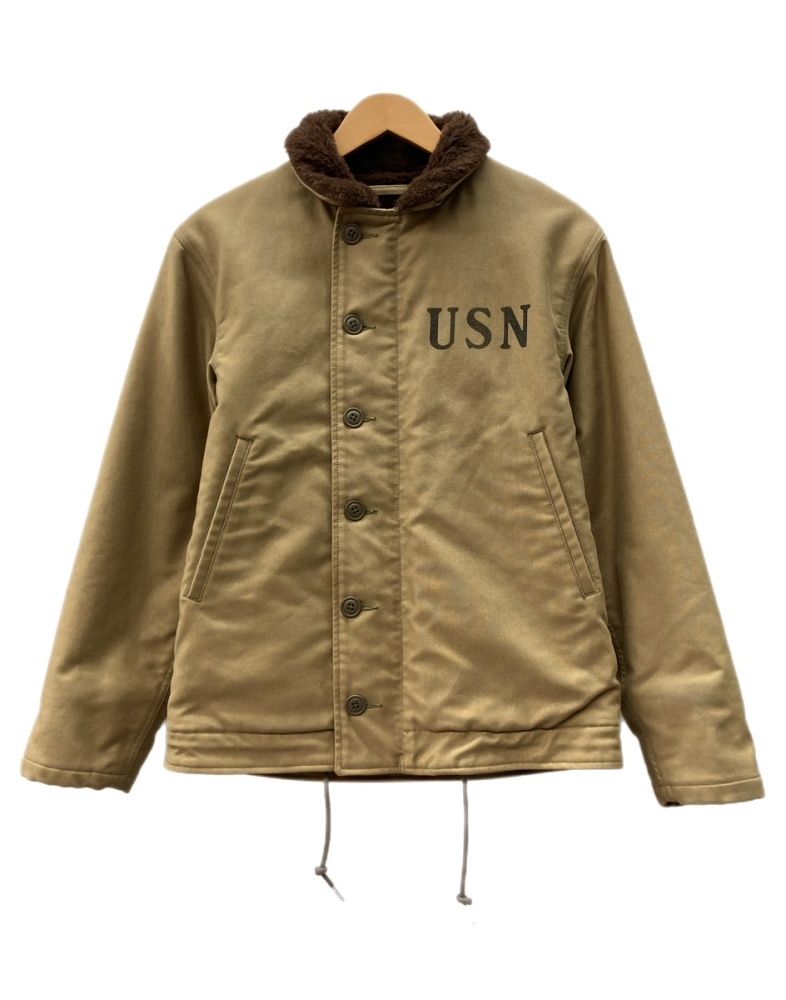 リアルマッコイズ THE REAL McCOY'S N-1 Deck Jacket デッキ ジャケット ジップアップ 襟ボア DEMOTEX 海軍 ミリタリー アウター 緑 サイズ32R ジャケット プリント カーキ 104MT-3373 28,600円