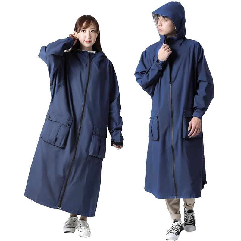 【新品】 [kairi JPN] レインコート ウエストバッグタイプ (ネイビー, M)