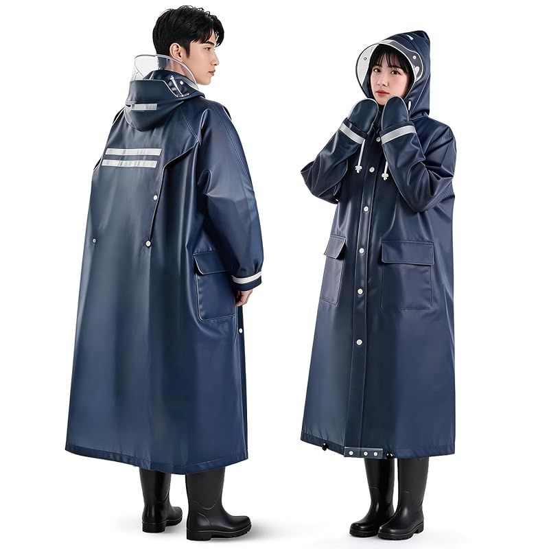 【新品】 [DeliToo] レインコート 自転車 リュック対応 【二重透明レインバイザー付き】 レインウェア バイク 大きい 軽量 防水 防風 レディース レインポンチョ ロング丈 超撥水 男女兼用 雨具 雨合羽 かっぱ 梅雨対策 豪雨対応