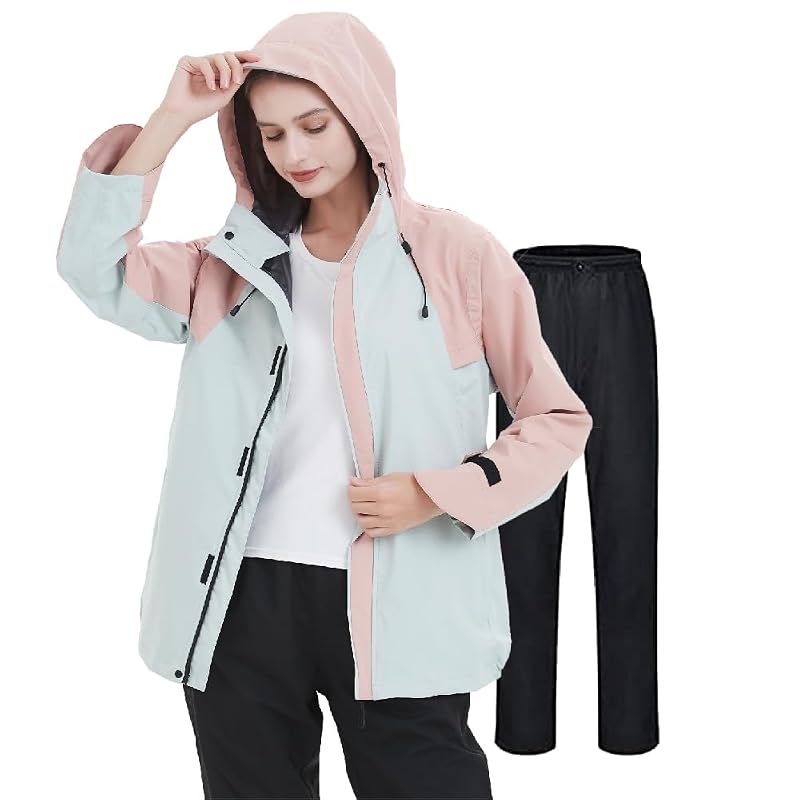 【新品】 [TopKylin] レインコート レディース レインウェア 上下 セット レインスーツ ゴルフ カッパ 雨具 ウインドブレーカー レインジャケット アウトドア 自転車 通勤 通学