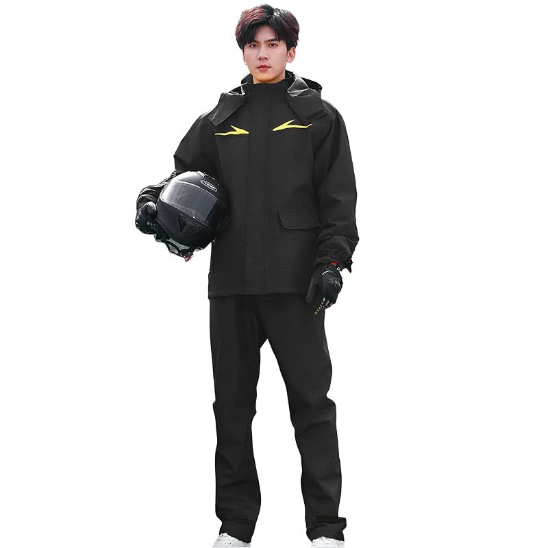 【新品】 [kontuly] レインウェア 上下セット 二重透明レインバイザー付き 通気性メッシュ 反射ストリップ ポケット付き 超軽量 防風防水 アウトドア 作業用 通勤通学 登山 防災 レインコート 自転車 カッパ 雨具 雨合羽 レディース・メンズ兼用 (