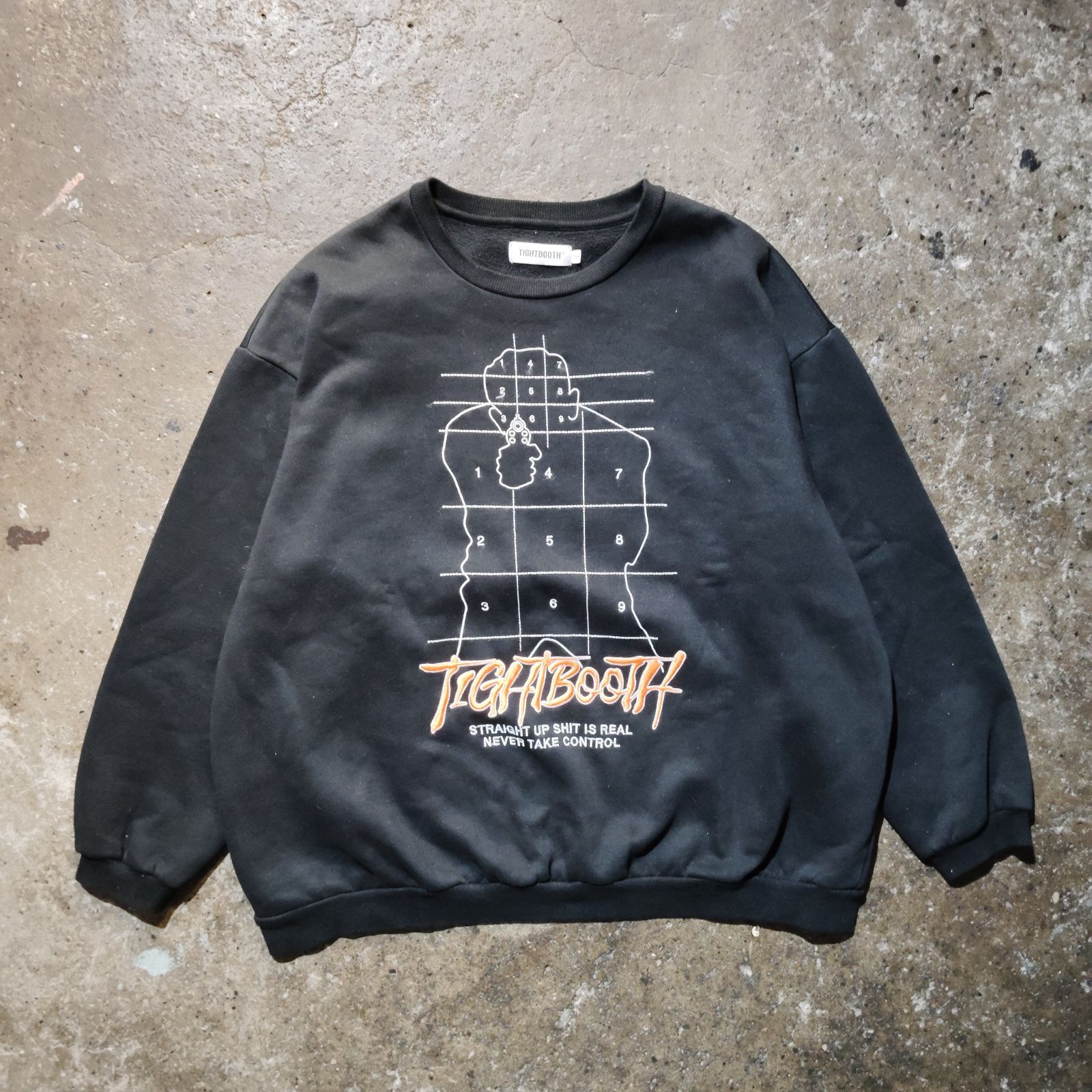 TIGHTBOOTH PRODUCTION REVENGE MAN CREW SWEAT L ブラック タイトブースプロダクション リベンジマン クルーネックスウェット