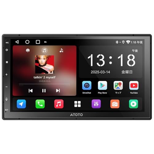 ★新品★ATOTOZONE A5L Android 7インチディスプレイオーディオ、 アンドロイドナビ 2DIN、音声操作DriveChat AIアシスタント、TrackHU位置情報、Bluetooth画面自動ロック、ワイヤレスCarPlay 342d26c2