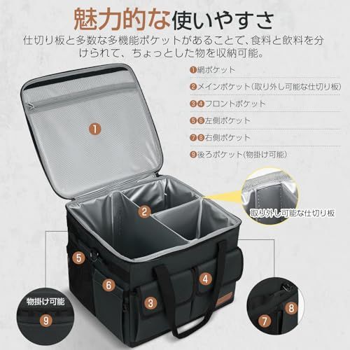 ★新品★[Heshare] クーラーボックス 40L大容量 仕切り板付き 5層断熱構造 保冷力最強 保冷バッグ 折り畳み収納可能 ソフトクーラー 保温 保冷 防水 耐摩耗 軽量 自立 水漏れ防止 クーラーバッグ キャンプ/釣り/BBQ/ピクニ 02c7cb39