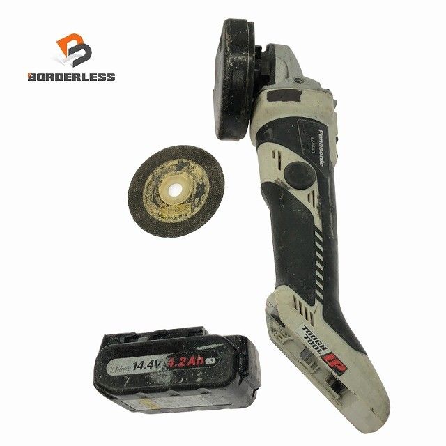 ☆中古品☆Panasonic パナソニック 14.4V 充電ディスクグラインダー100 EZ4640 バッテリ1個(4.2Ah) 充電式 コードレス 研削 切断130422