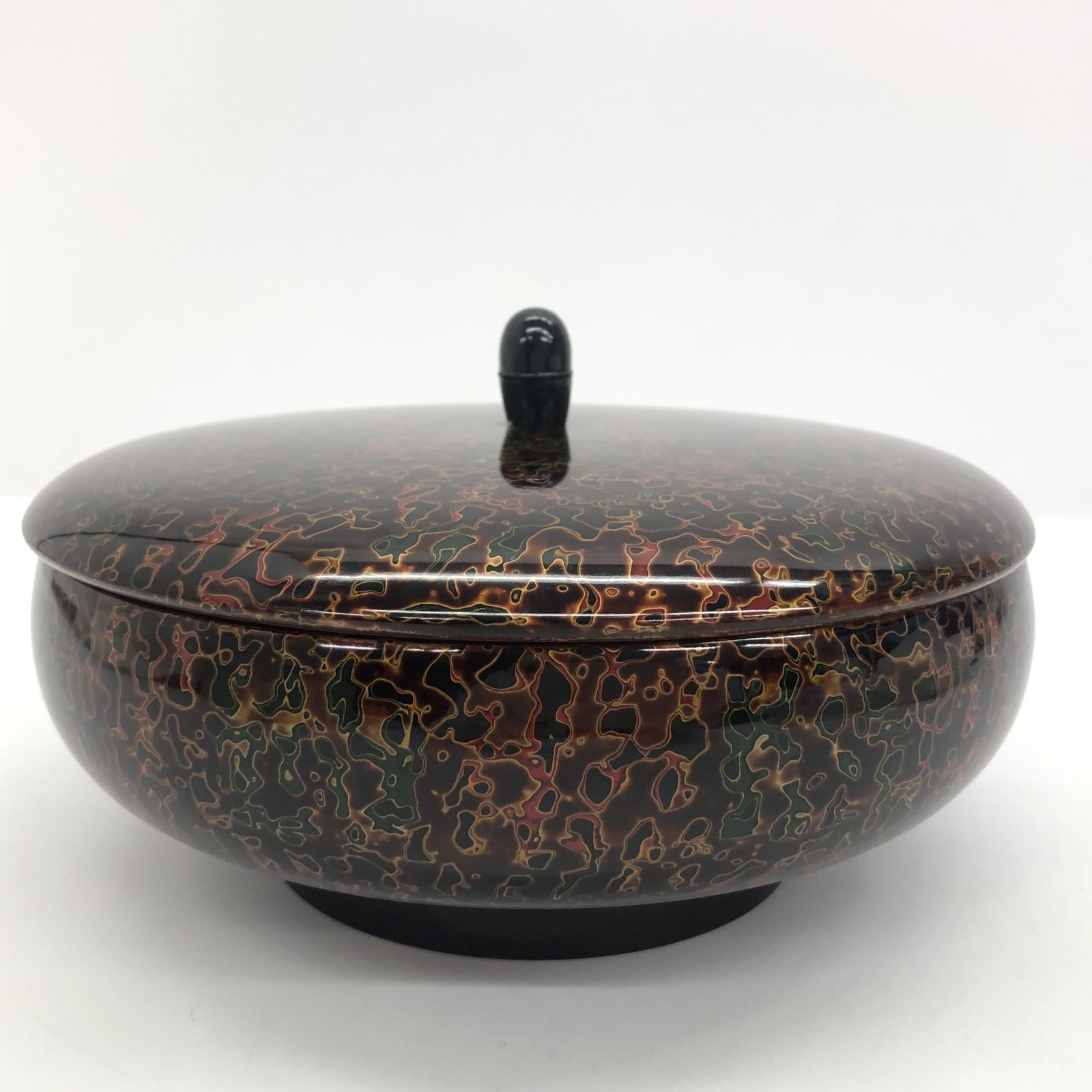 未使用】保管品 津軽塗 唐塗 蓋付 菓子器 盛器 菓子皿 盛皿 和皿 和 