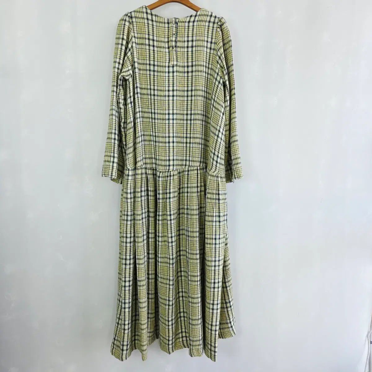 ウィッコモ LYNN リネン100% CHECK ロング丈ワンピース ルーズフィット ナチュラルONE PIECE