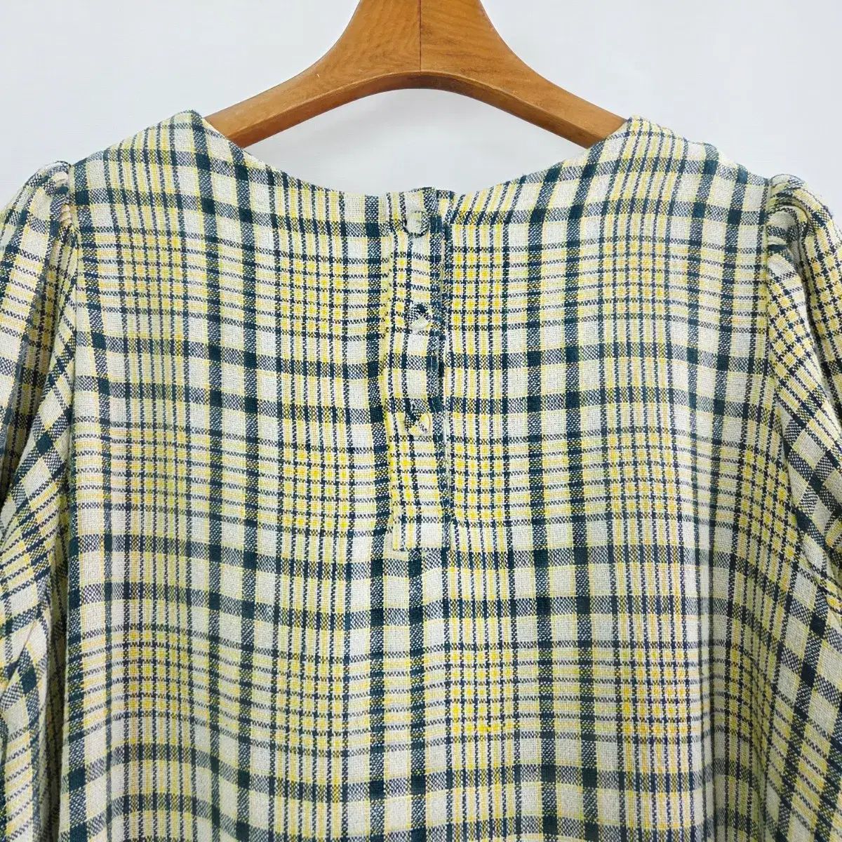 ウィッコモ LYNN リネン100% CHECK ロング丈ワンピース ルーズフィット ナチュラルONE PIECE
