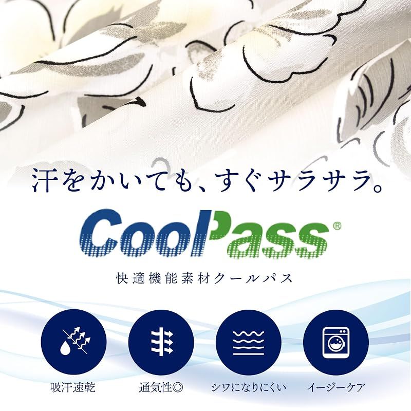 【新品】 [ON NISHIKI] 浴衣 レディース セパレート (ワンピース＋上衣＋帯) 3点セット 簡単着付け 吸水速乾 CoolPass素材 2WAY 二部式 兵児帯 大人用 フリーサイズ (ﾌﾞﾙｰｸﾞﾚｰに菊-6A/kww001)