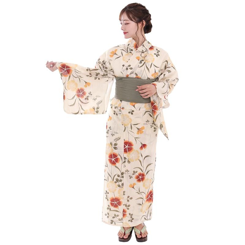 【新品】 [KYOETSU] [キョウエツ] 浴衣セット 変わり織 生成り 2点セット(浴衣、兵児帯) レディース A (大和撫子, フリーサイズ) 8,080円