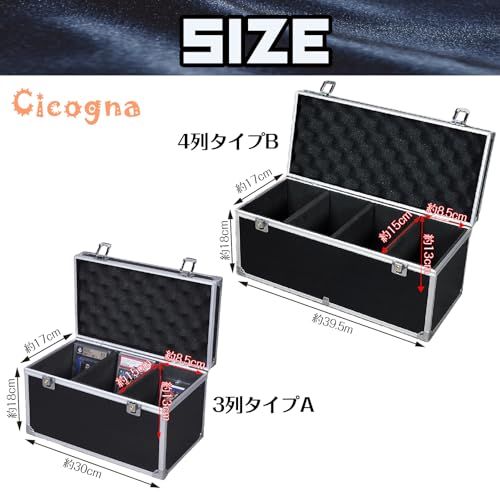 [Cicogna] PSA BGS 鑑定 マグネットローダー カード 大容量 収納 ケース アタッシュケース ボックス トレカ カードデッキ トレーディングカード ストレージボックス デッキホルダー (タイプA: 3列)AR 8a92e04f