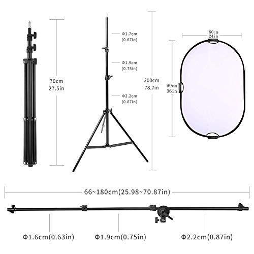 Selens 5-IN-1楕円レフ板60x90cm+レフ板ホルダー+2Mライトスタンド リフレクターホルダー 360°回転可能 伸縮可能ブームアーム ホルダー長さ66~180cm スタンド高さ70~200cm ホック付き サンドバッグ掛け 各 3b63057f Selens 5-IN-1楕円レフ板60x90cm+レフ板ホルダー+2Mライトスタンド リフレクターホルダー 360°回転可能 伸縮可能ブームアーム ホルダー長さ66~180cm スタンド高さ70~200cm ホック付き サンドバッグ掛け 各 3b63057f