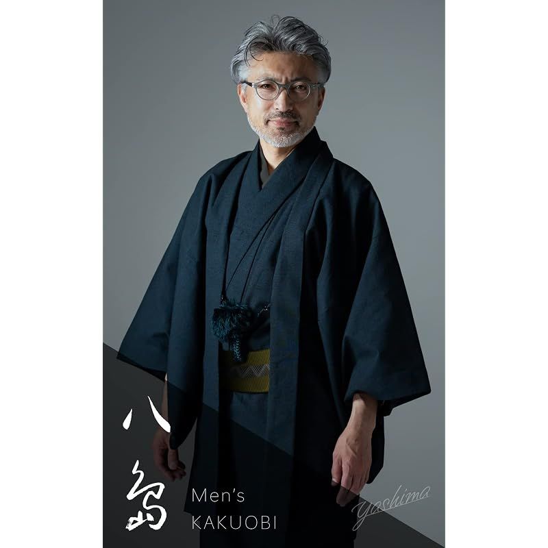 【新品】 [あい藍] メンズ角帯 八島 並尺 4m 末広がり 日本製 桐生織物 (ゴールド)